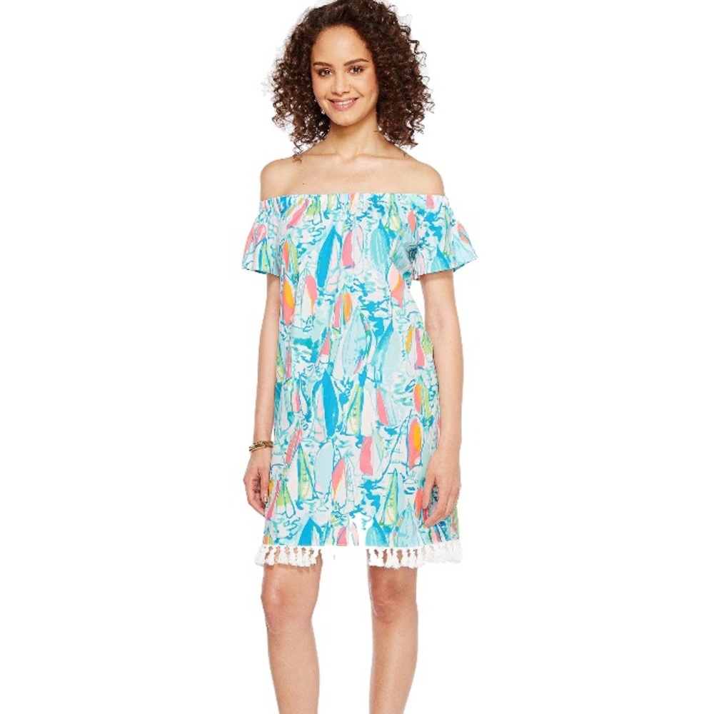 Lilly Marble Dress in Beach and Bae Print Small